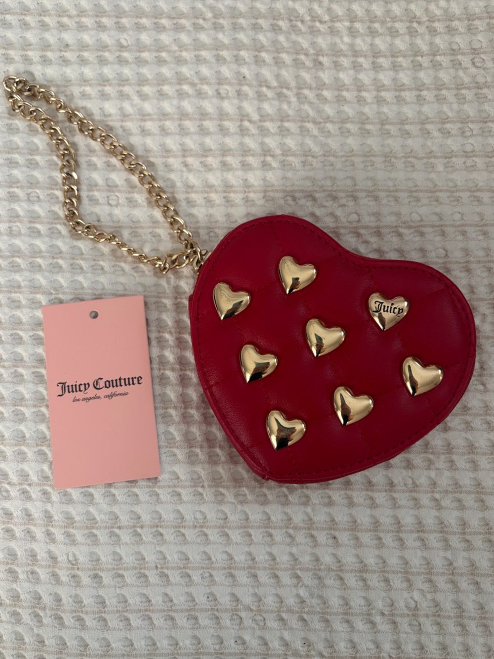 Juicy Couture Red Heart Mini Bag with Gold Heart Studs